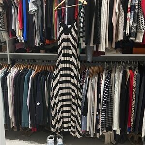 Ella Moss Black and White Striped Maxi Dress